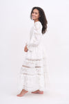 Button Up White Lace Maxi Dress