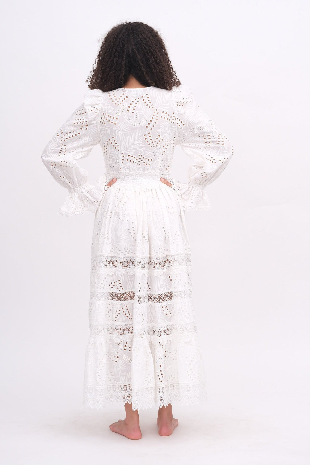 Button Up White Lace Maxi Dress