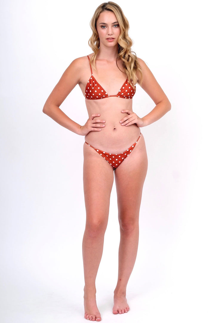 Polka Dot Bikini Bottom - Brick Red