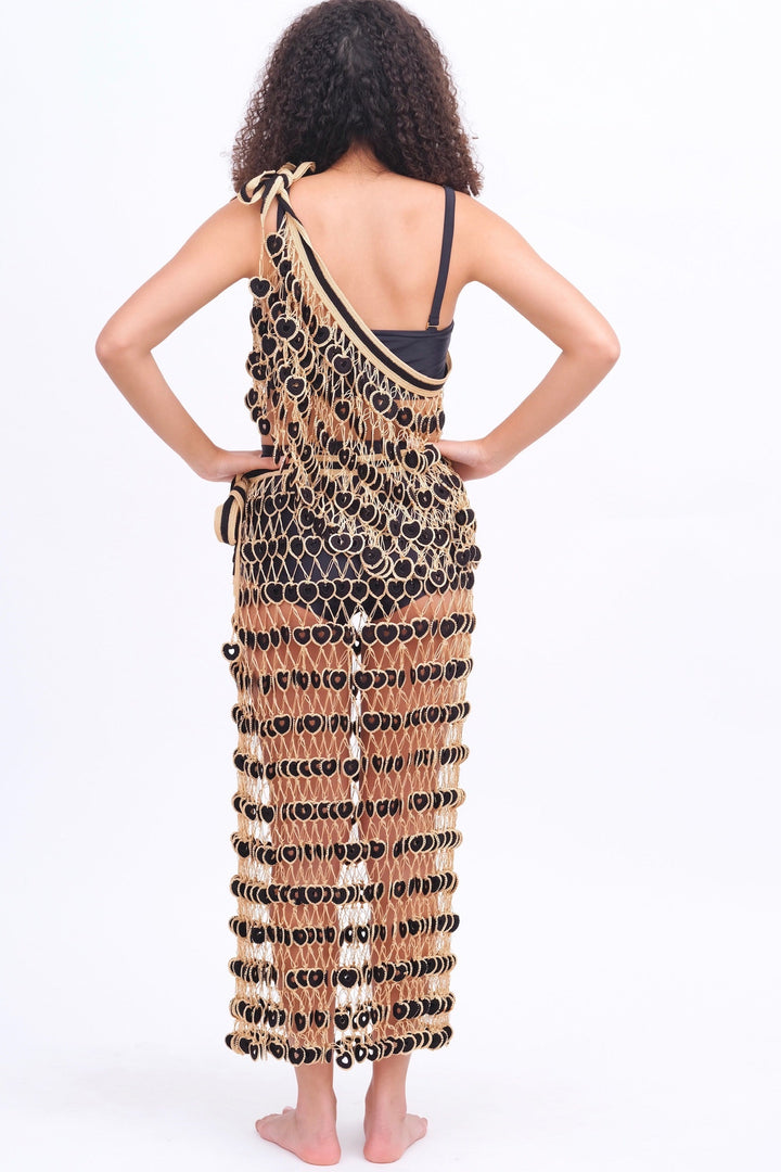 Black &amp; Gold Crochet Mini Skirt