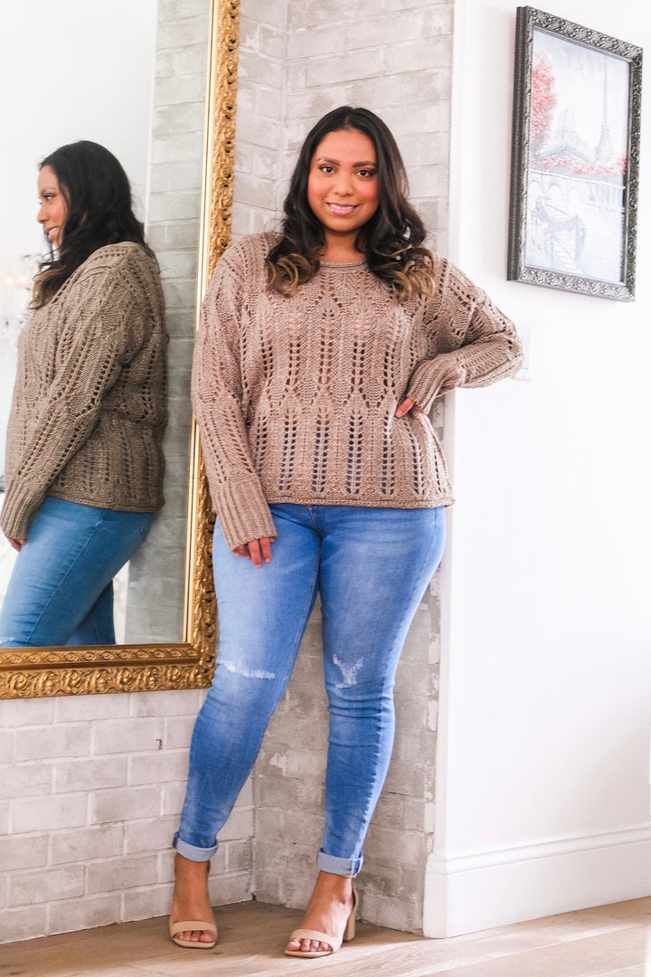 Khaki Open Knit Sweater