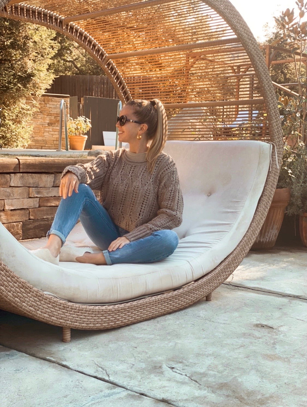 Khaki Open Knit Sweater