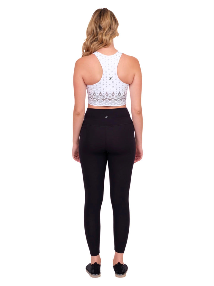Metallic Silver &amp; White Sports Bra