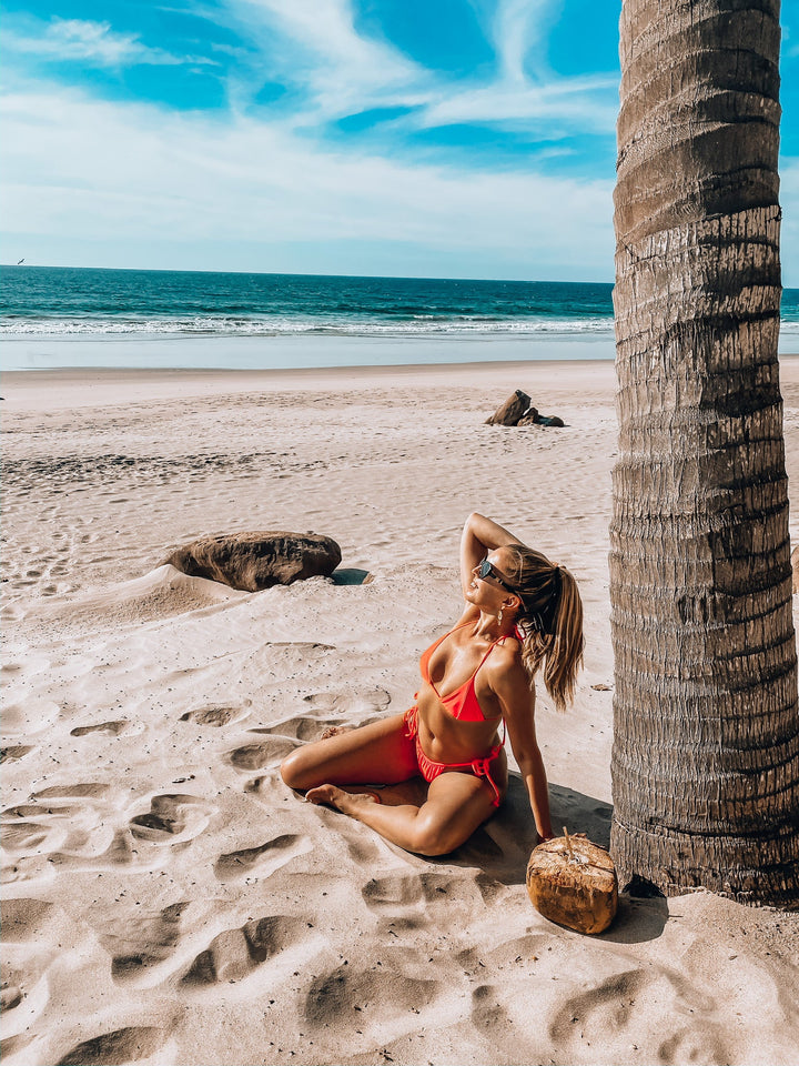 Neon Orange Triangle Bikini Top