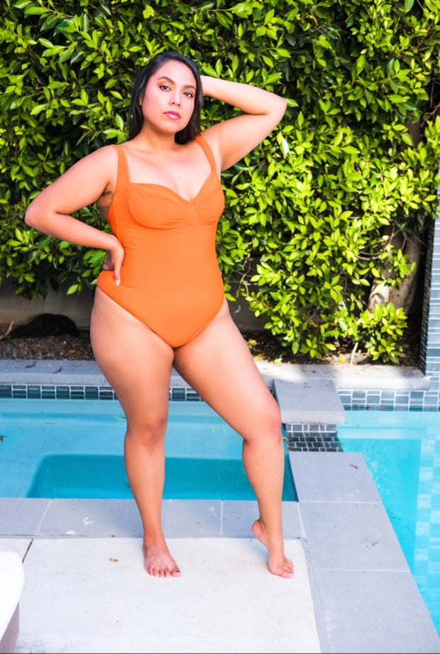 One Piece Bustier Swimsuit - Copper