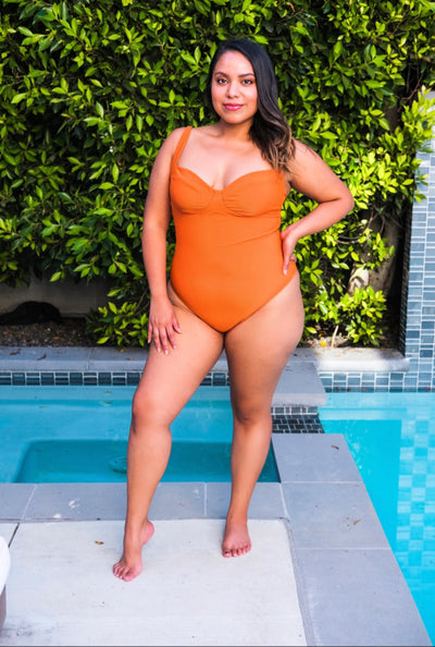 One Piece Bustier Swimsuit - Copper