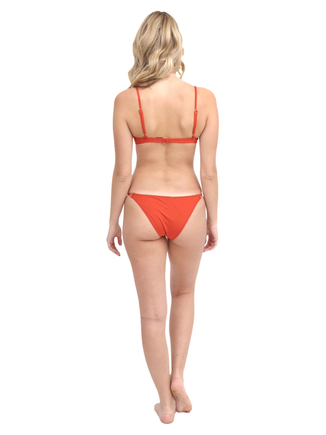 Red Bikini Top with Golden Hoops