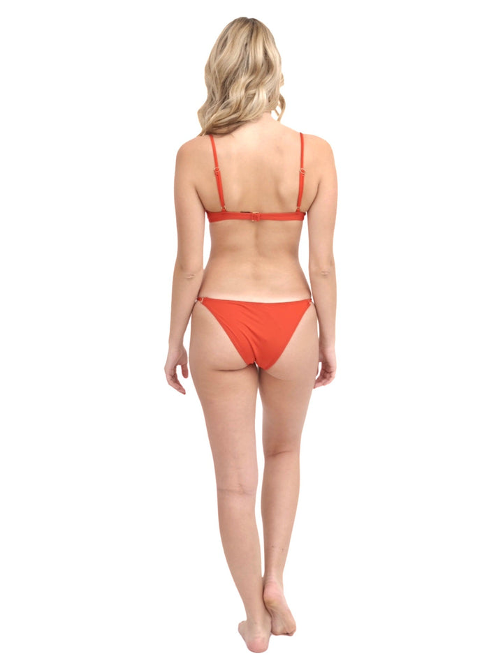 Red Bikini Top with Golden Hoops