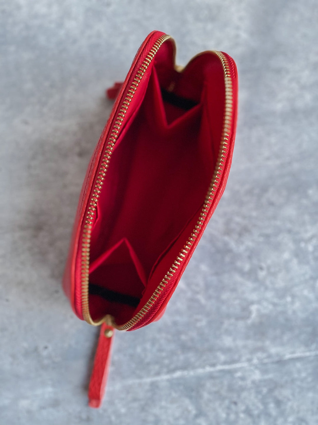 Red Leather Makeup Bag Medium