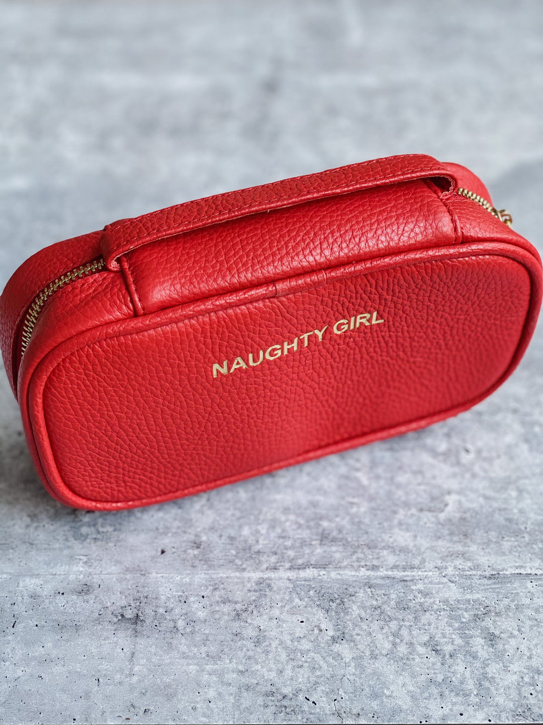 Red Leather Makeup Brush Holder