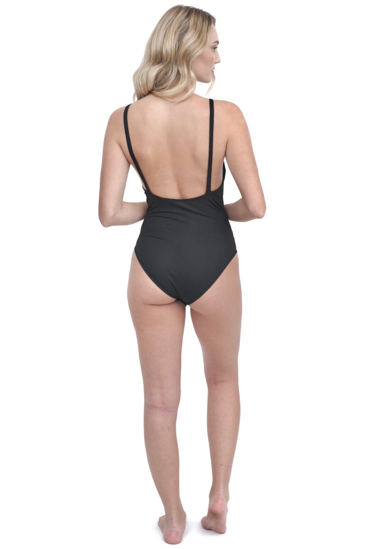 Black Ribbed Bodysuit with Knot