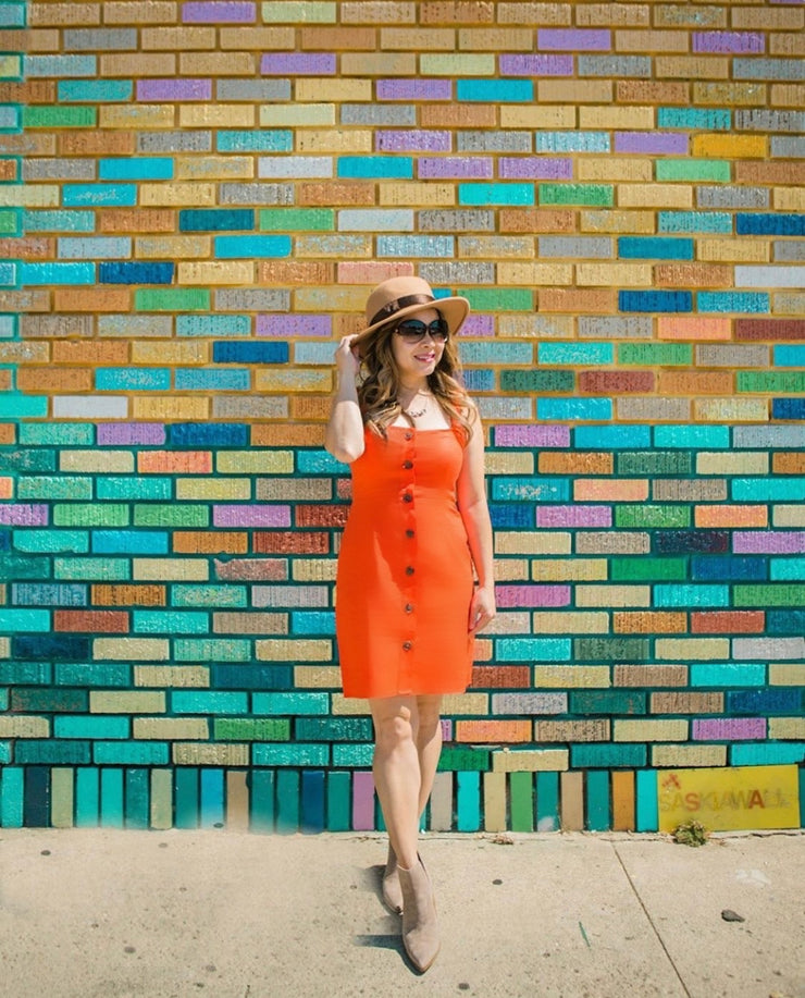 Tangerine Button Up Linen Dress – Naughty Girl Shop