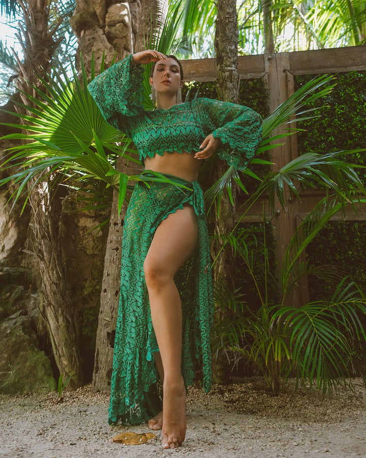 Emerald Flare Sleeve Top