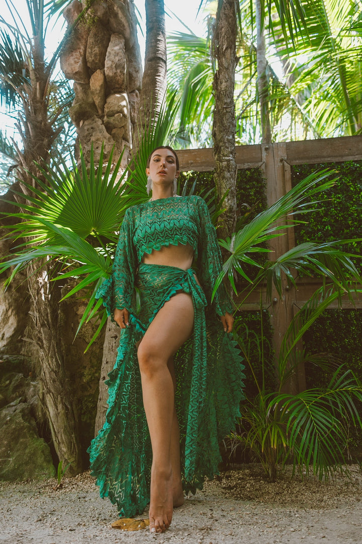 Emerald Flare Sleeve Top
