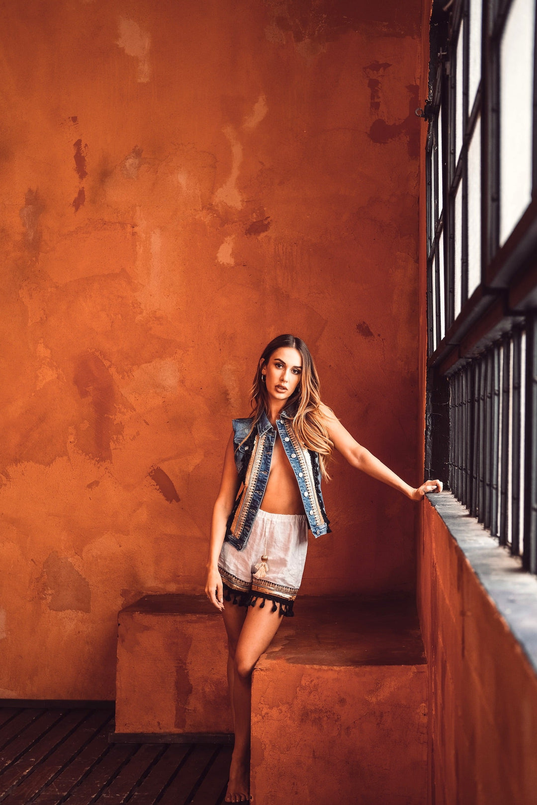 Gold &amp; Tassel Denim Vest