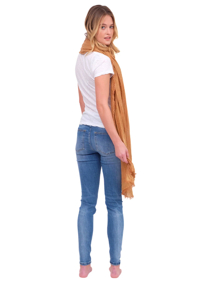 Caramel Scarf with Gold Stripes