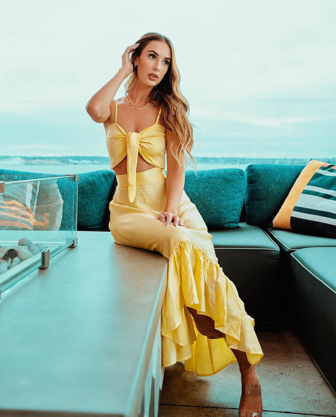 Daffodil Yellow Ruffle Maxi Skirt