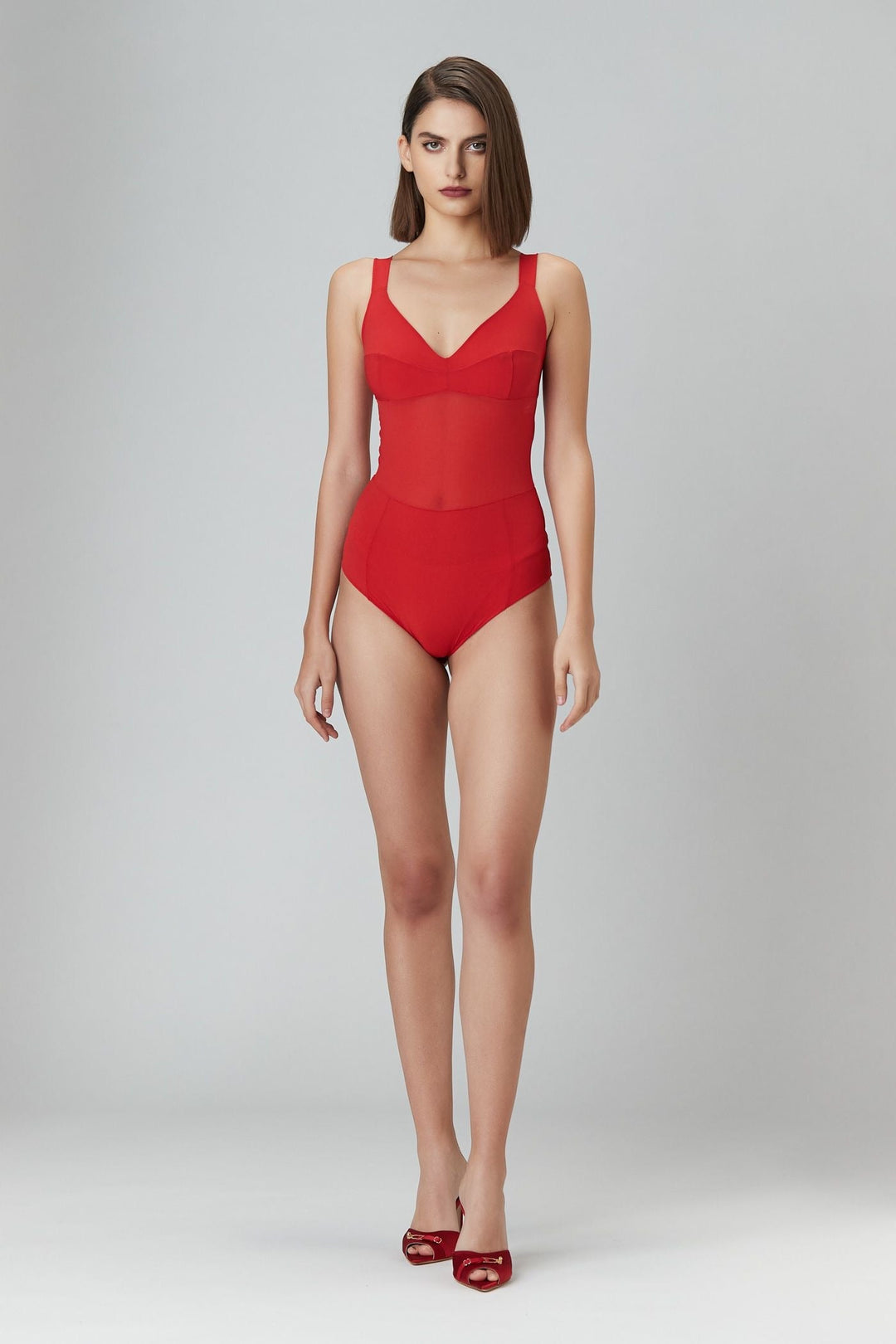 Grid Bodysuit - Red