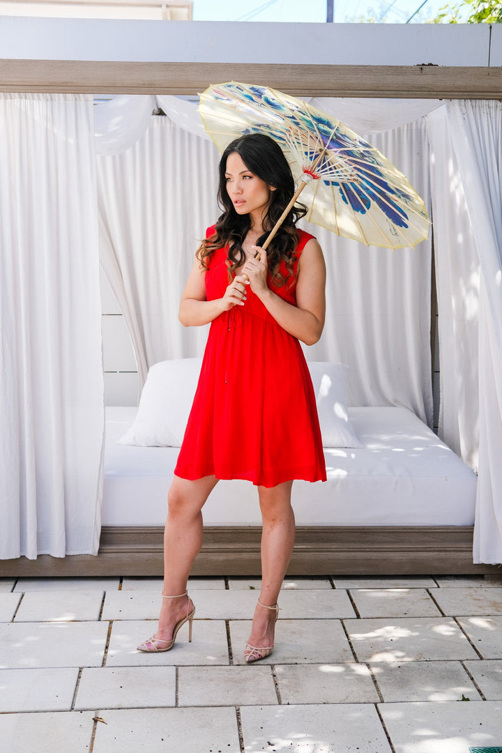 Red Dress Coverup With Pockets