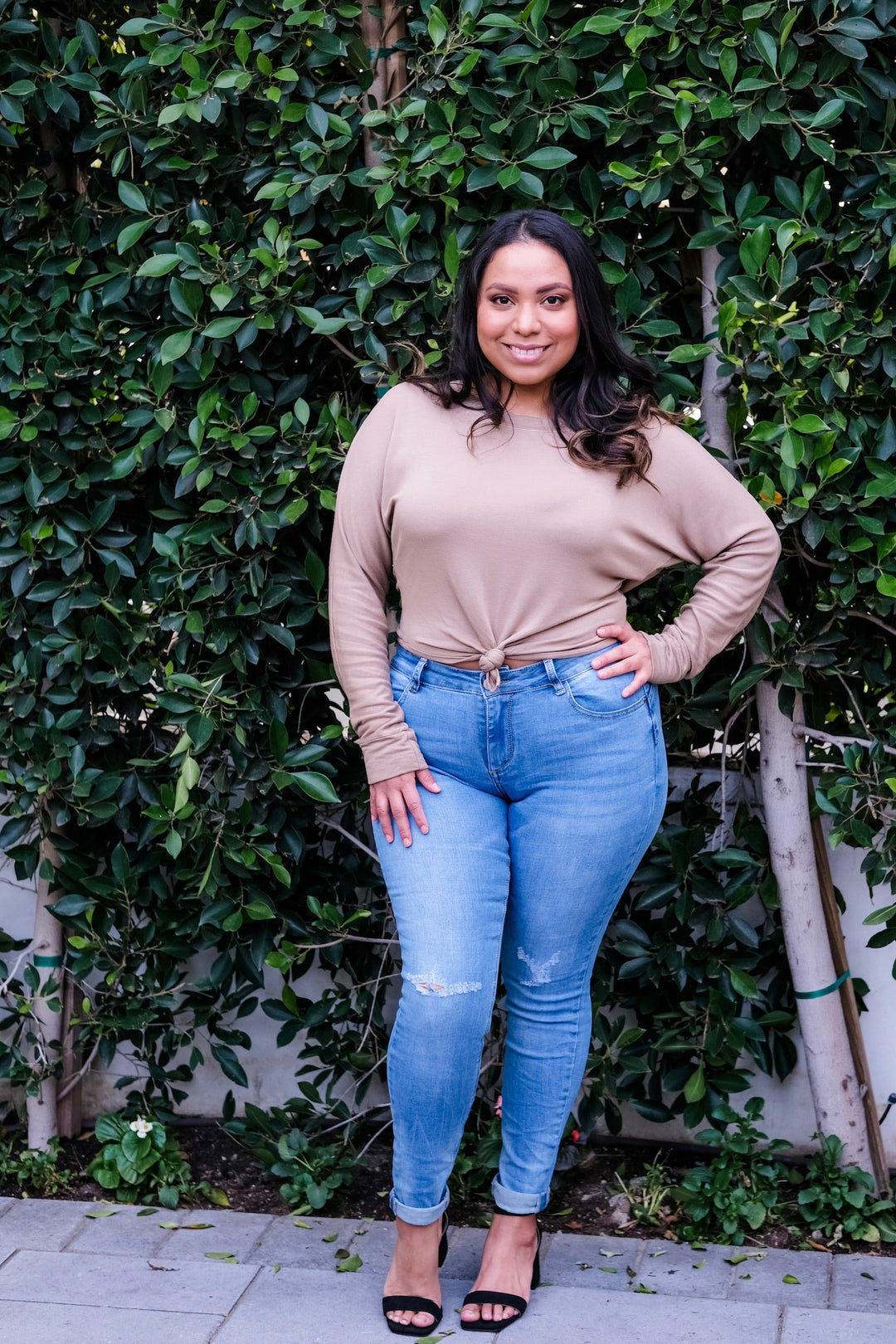 Long Sleeve Top with Front Knot