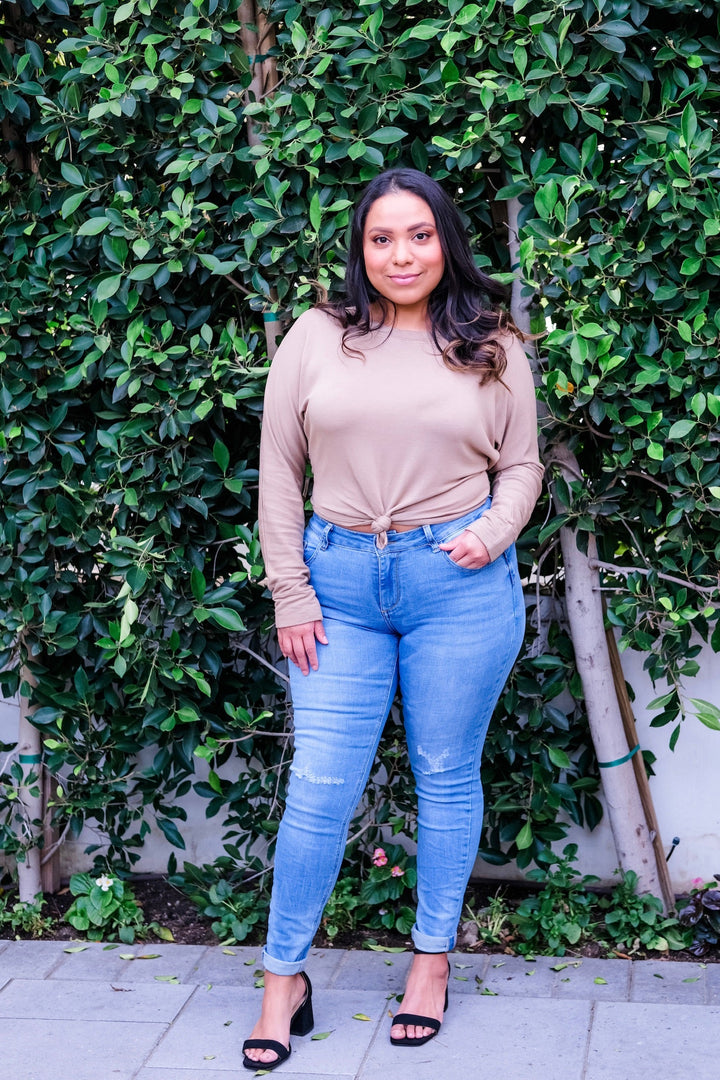 Long Sleeve Top with Front Knot