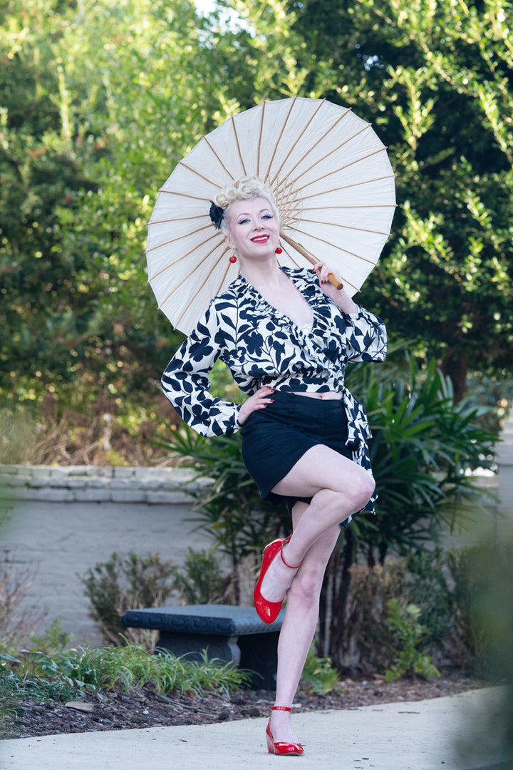 Black &amp; White Floral Blouse