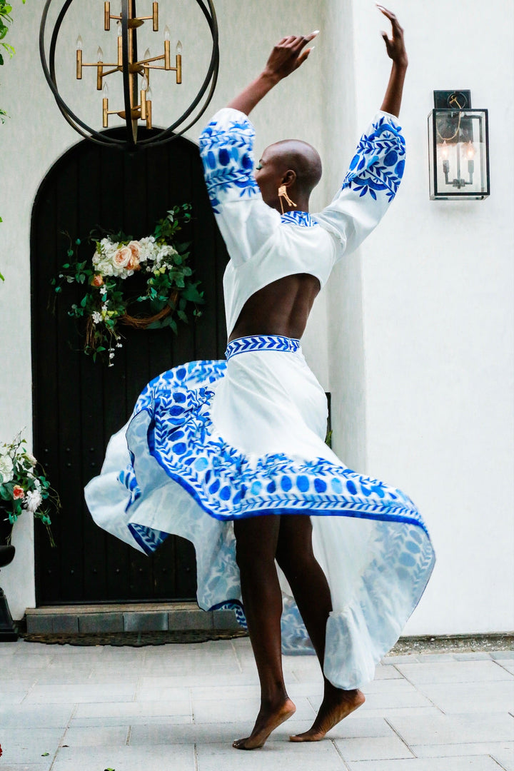 Cobalt and White Twirl Skirt