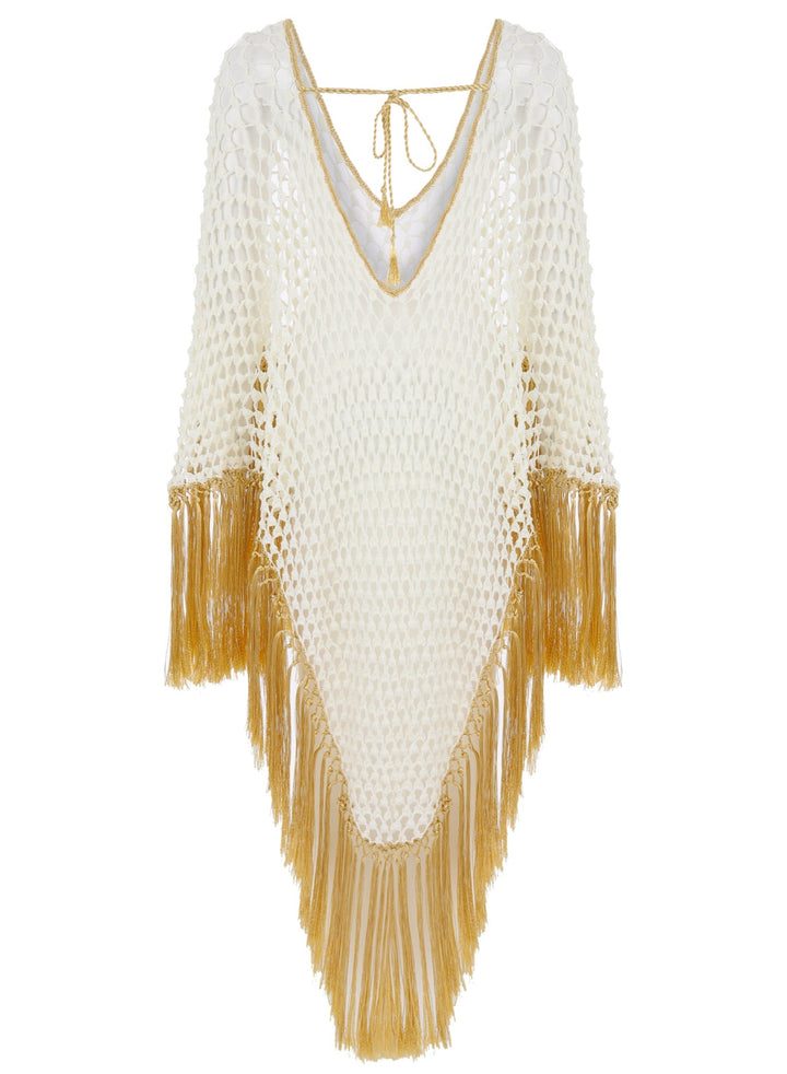 White Phoenix Fringed Coverup