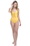 Yellow Ribbed Bodysuit with Knot