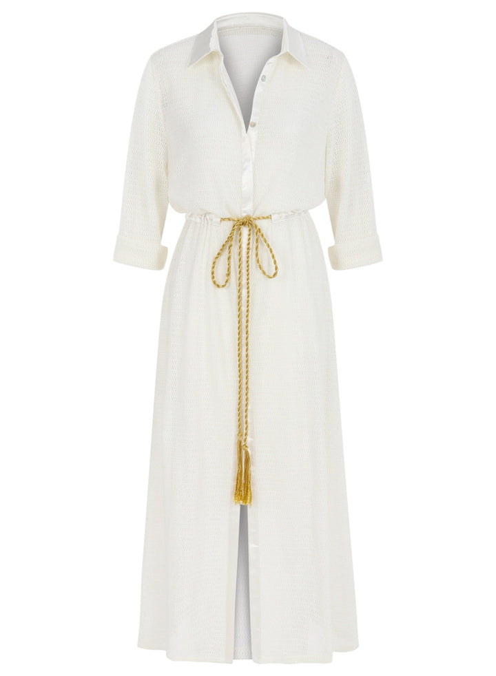 White Lace and Satin Maxi Coverup