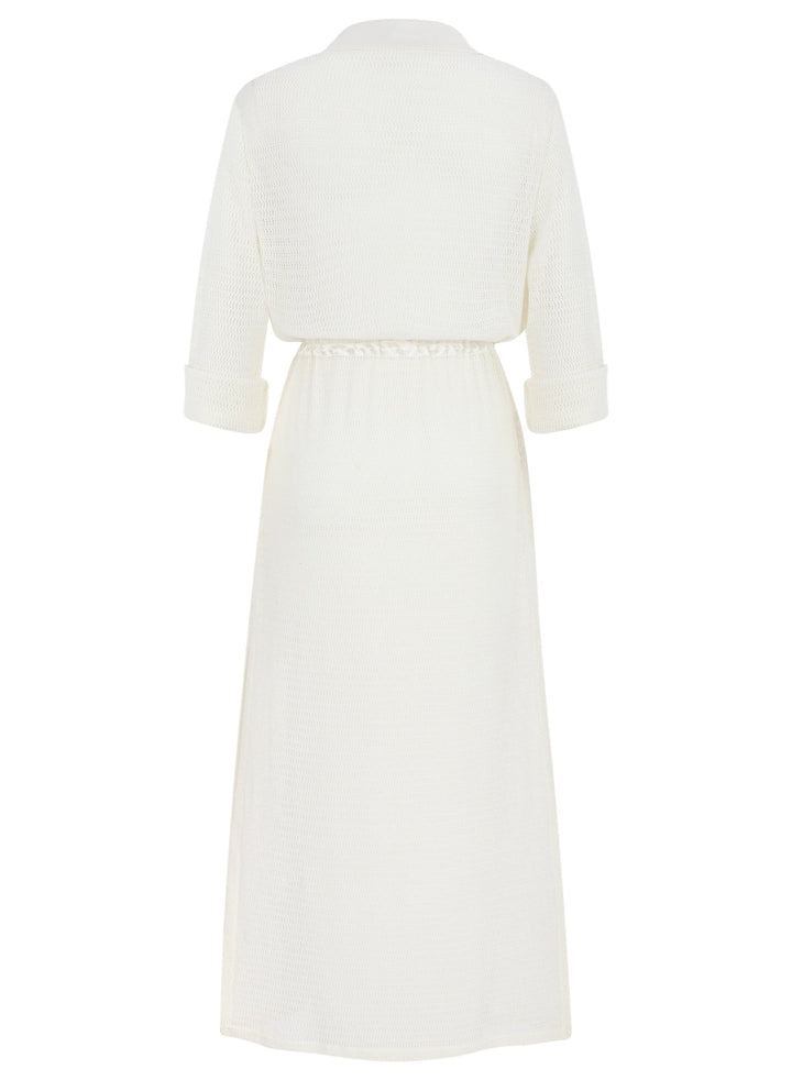 White Lace and Satin Maxi Coverup
