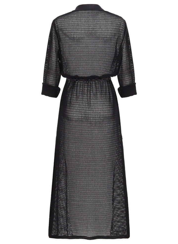 Black Lace and Satin Maxi Coverup