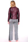 Maroon Quilted Faux Leather Moto Jacket
