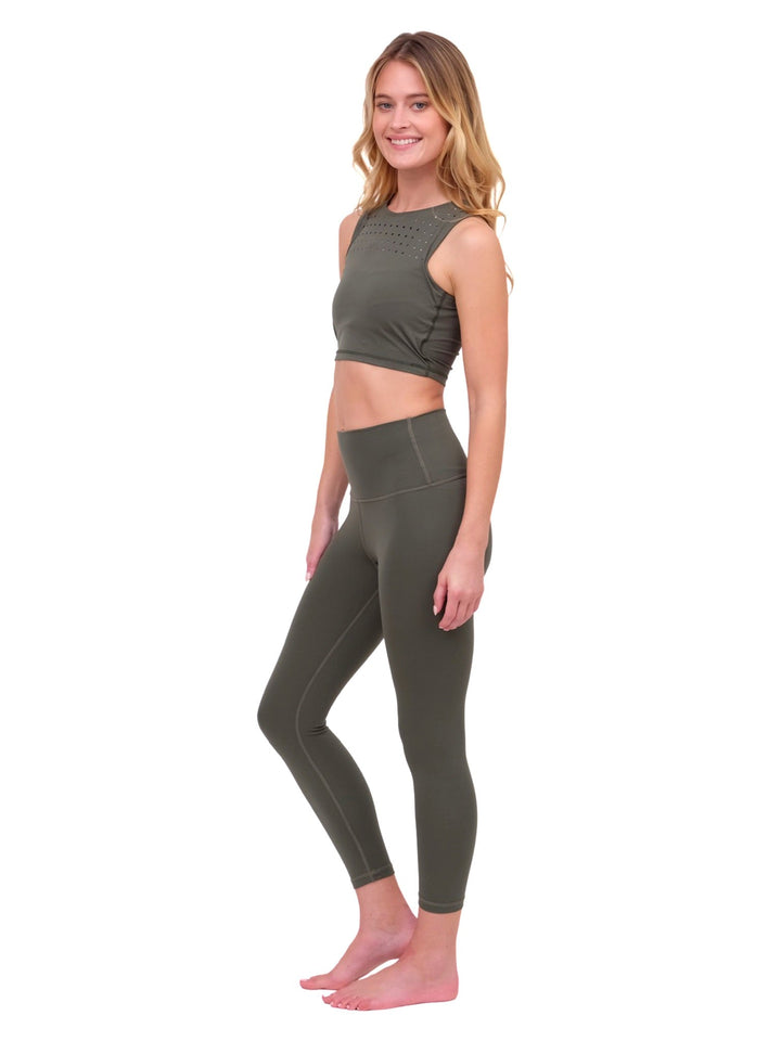 Olive Laser Cut Sports Bra