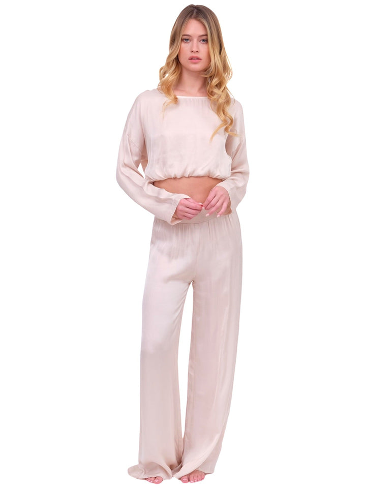 Champagne Silky Wide Leg Pant