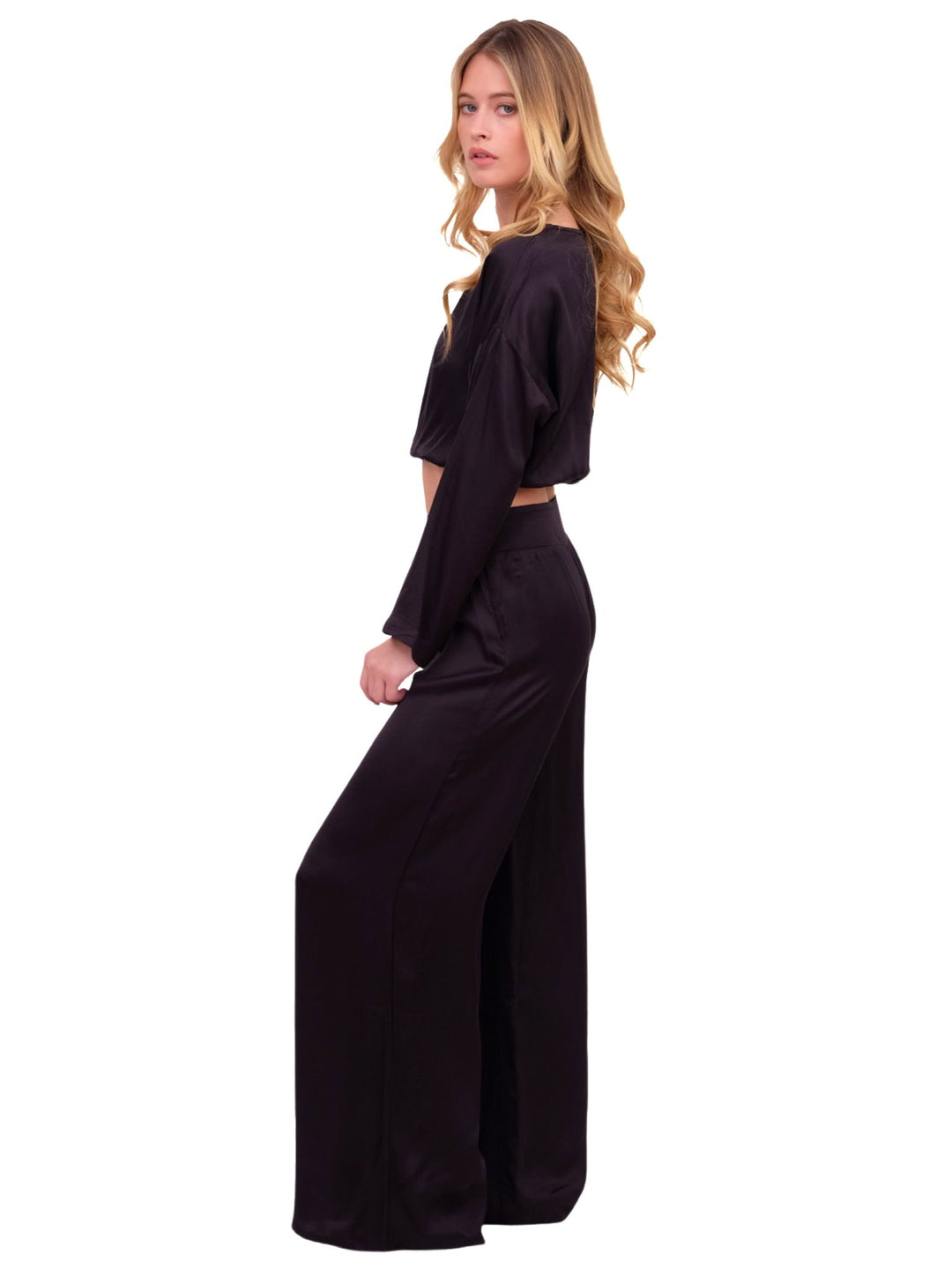 Black Silky Crop Top