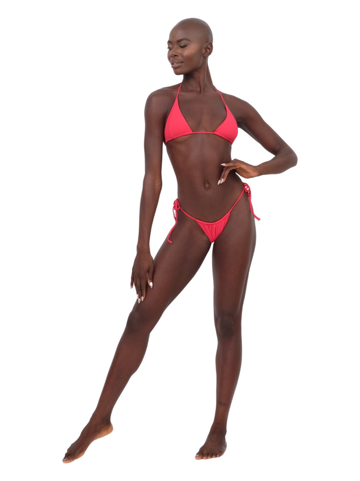 Reversible Ribbed Bikini Top - Red