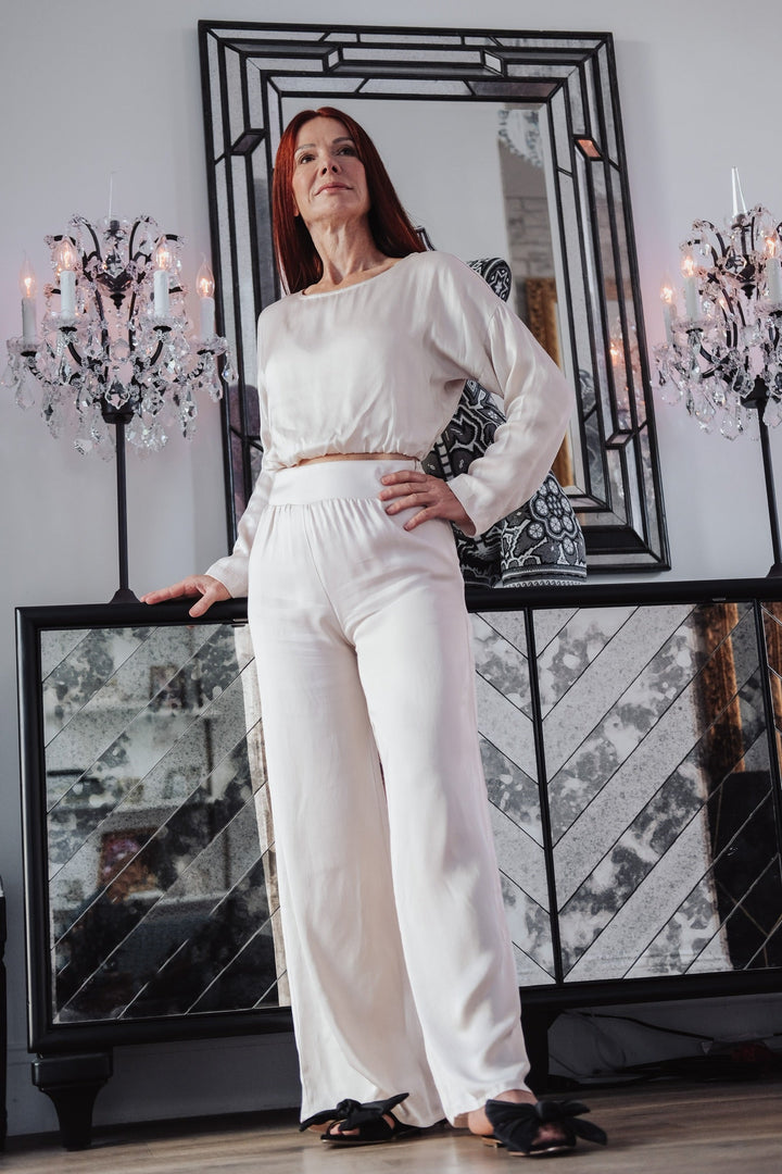 Champagne Silky Wide Leg Pant