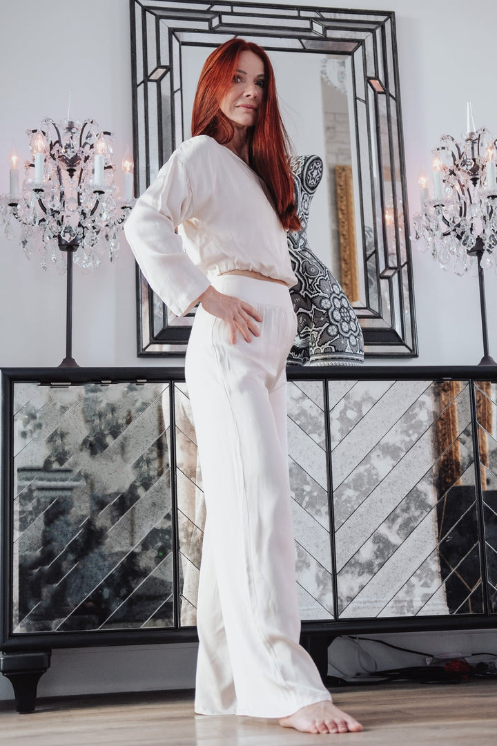 Champagne Silky Wide Leg Pant