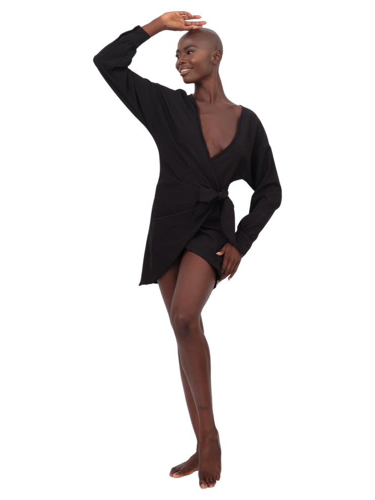 Norma Wrap Mini Dress - Black