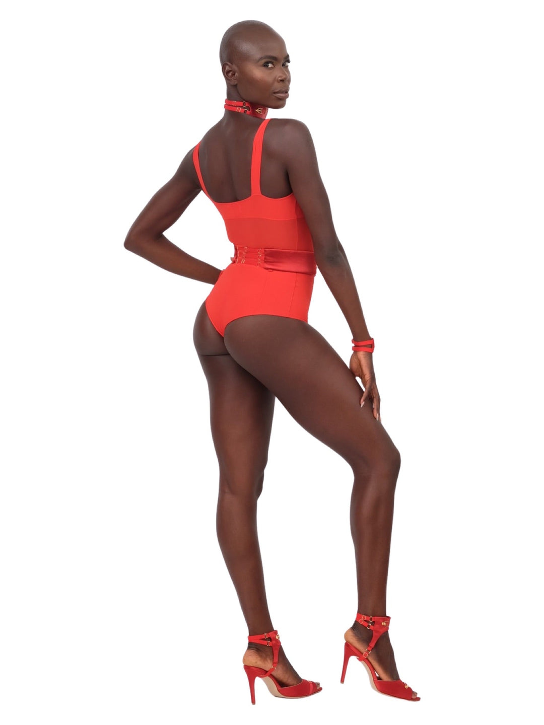 Grid Bodysuit - Red