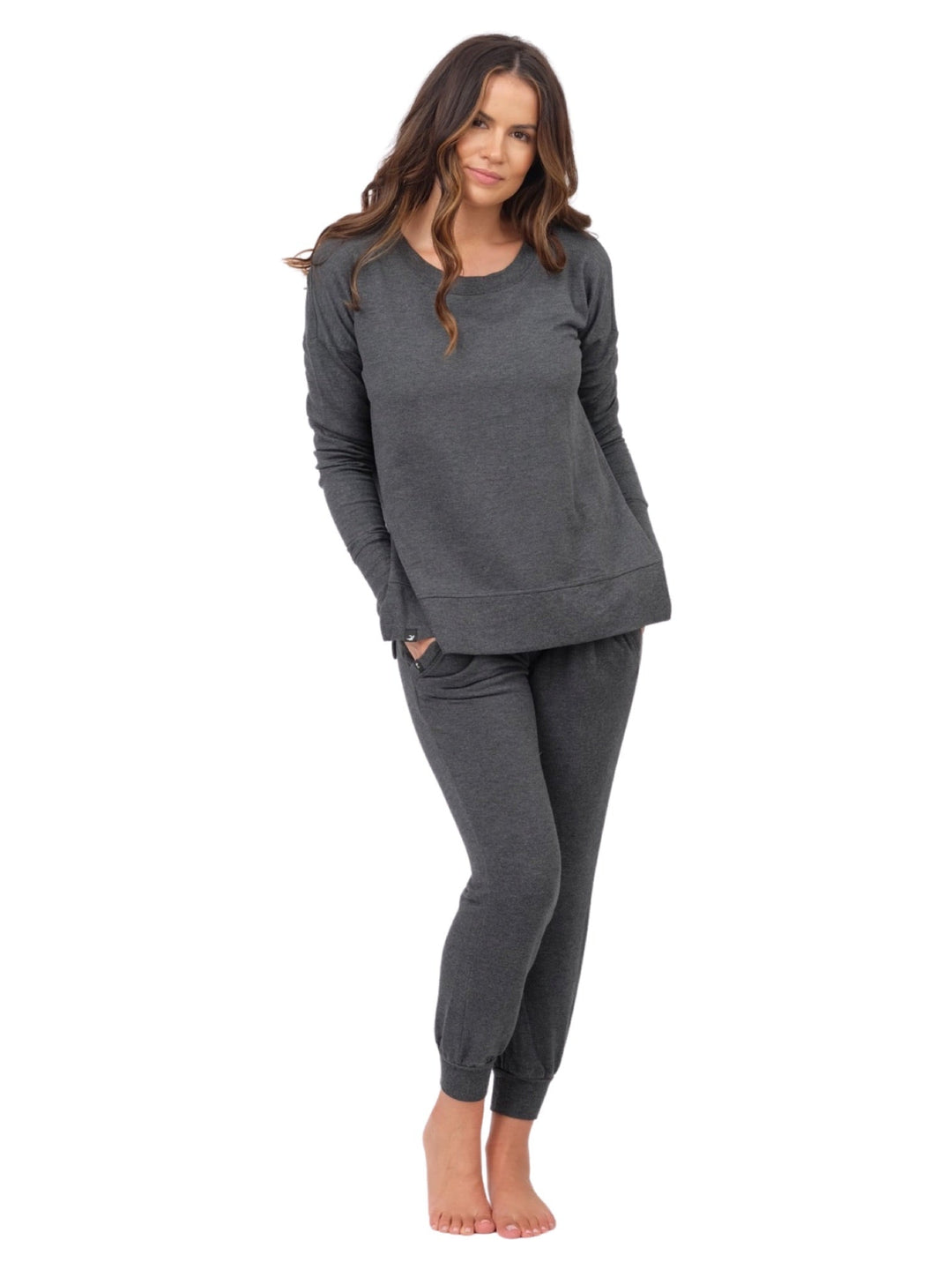 Long Sleeve Lounge Top - Charcoal