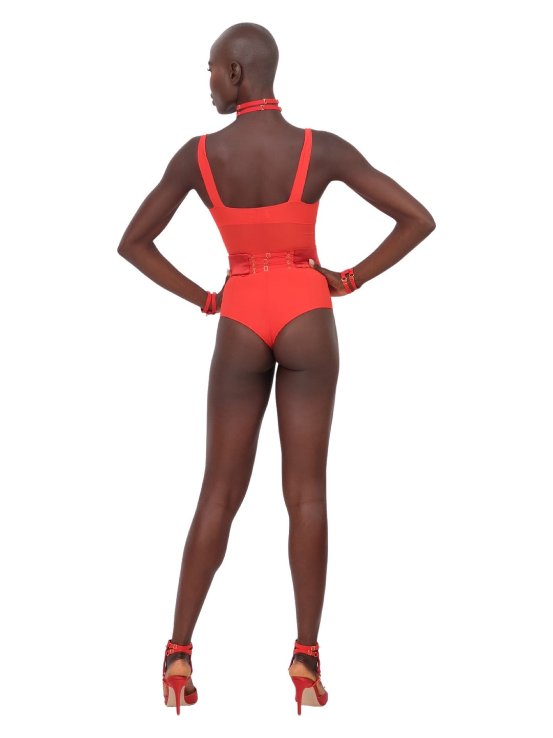 Grid Bodysuit - Red
