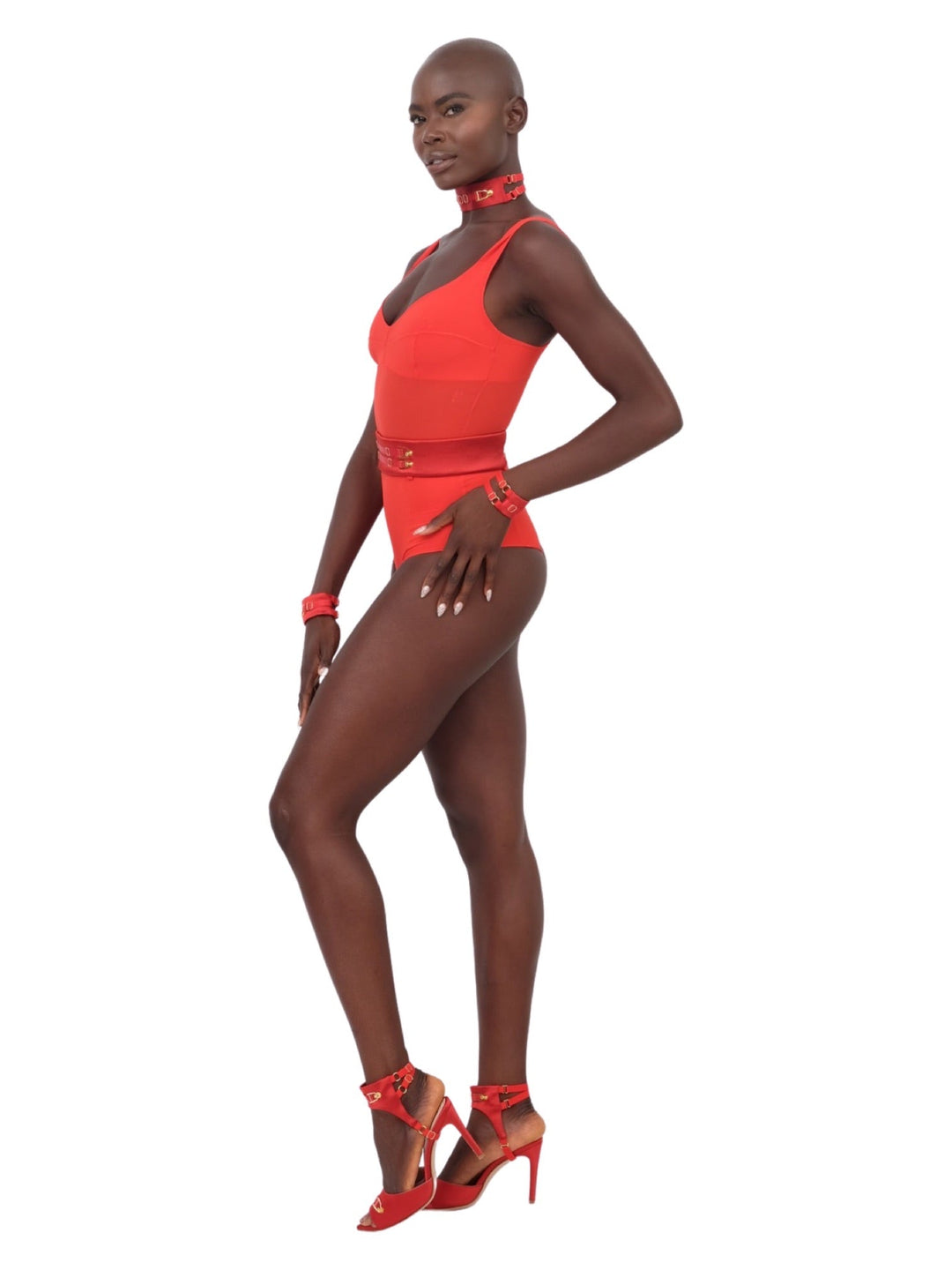 Grid Bodysuit - Red