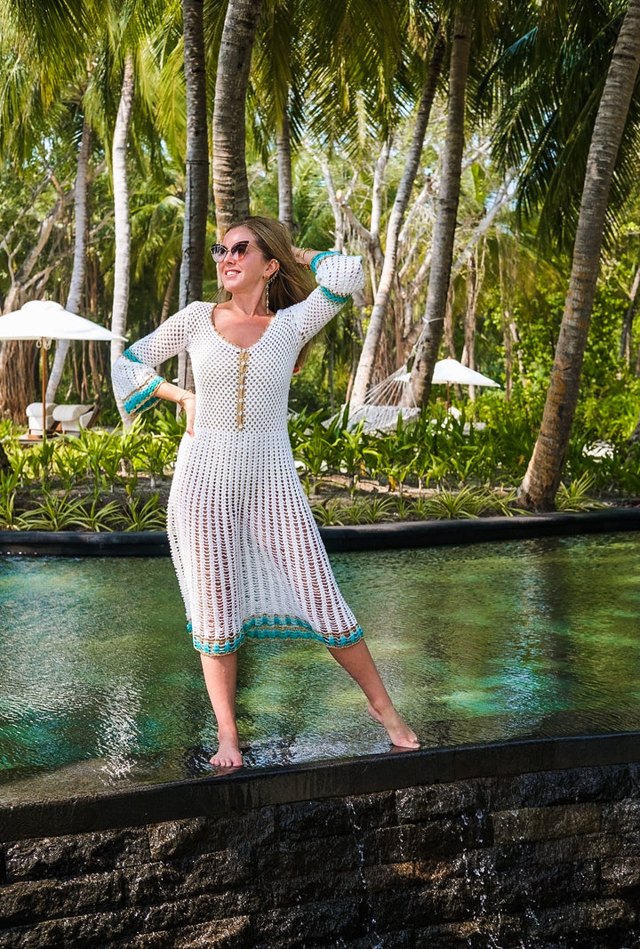 White Myna Crochet Dress