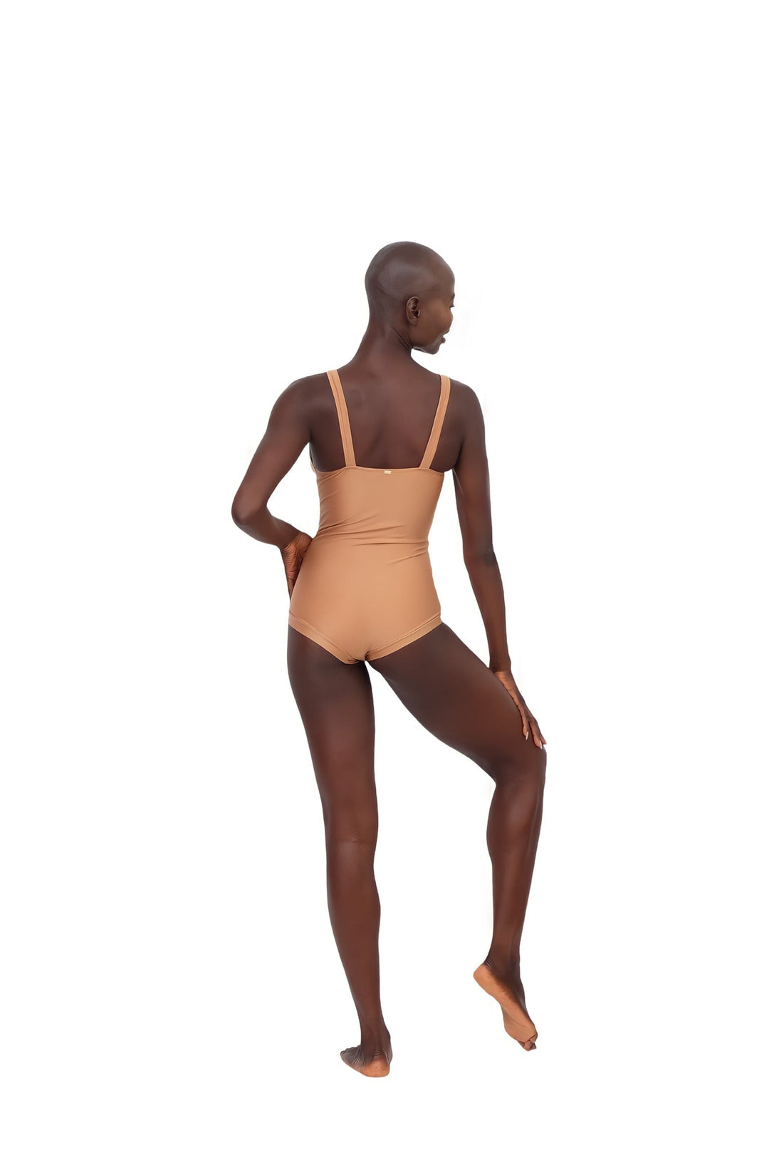One Piece V-Neck Swimsuit - Almond