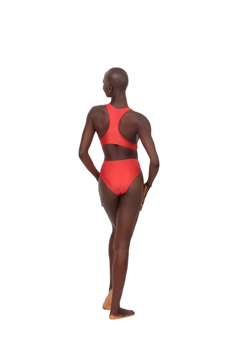 Maio One Piece Swimsuit- Red and Gold