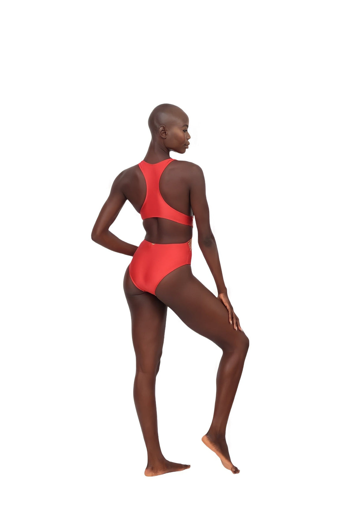 Maio One Piece Swimsuit- Red and Gold