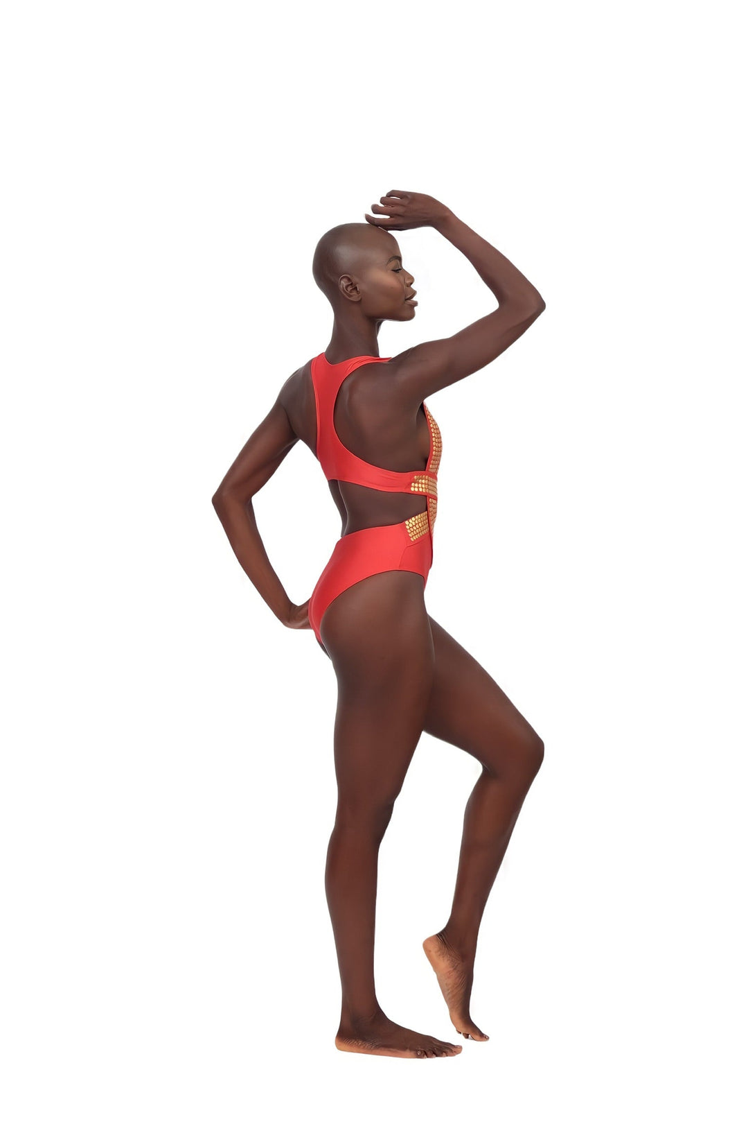 Maio One Piece Swimsuit- Red and Gold