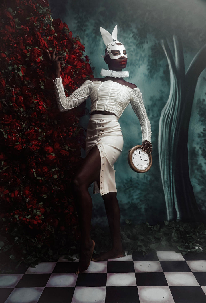 Ruched Scallop Crop Top - Ivory